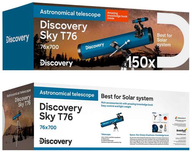 Hvězdářský dalekohled Discovery Sky T76 s knížkou