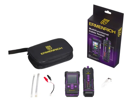 Multifunkční tester kabelů Ermenrich NetGeeks NP50 pro precizní diagnostiku sítí