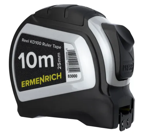 Odolný svinovací metr Ermenrich Reel KD100 s automatickou aretací